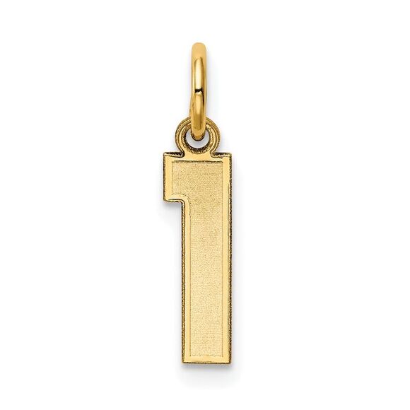 14k Yellow Gold, Jersey Collection, Small Number 1 Pendant - Picture 1 of 6
